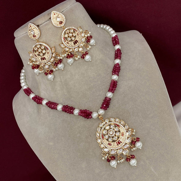 Amoliya Jewels Gold Plated Polki Kundan Meenakari And Pearls Necklace Set