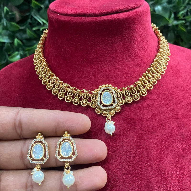 Amoliya Jewels Gold Plated Polki Kundan Choker Necklace Set