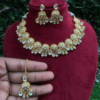 Amoliya Jewels Gold Plated Polki Kundan Necklace Set