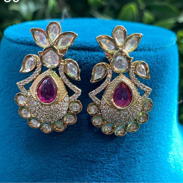 Amoliya Jewels Gold Plated Polki Kundan Dangler Earrings