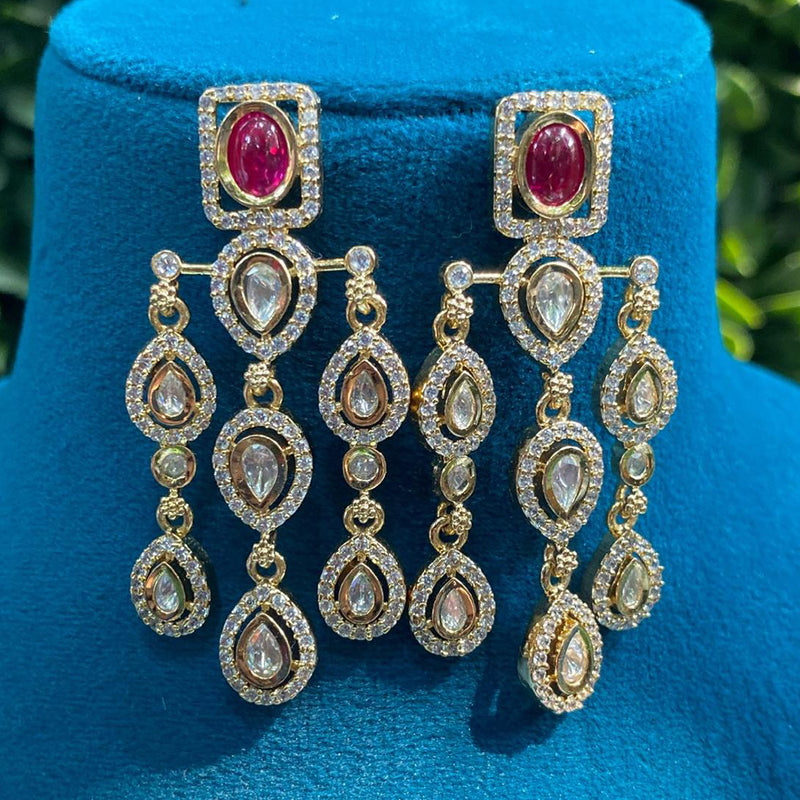 Amoliya Jewels Gold Plated Polki Kundan Dangler Earrings