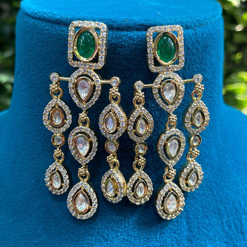 Amoliya Jewels Gold Plated Polki Kundan Dangler Earrings