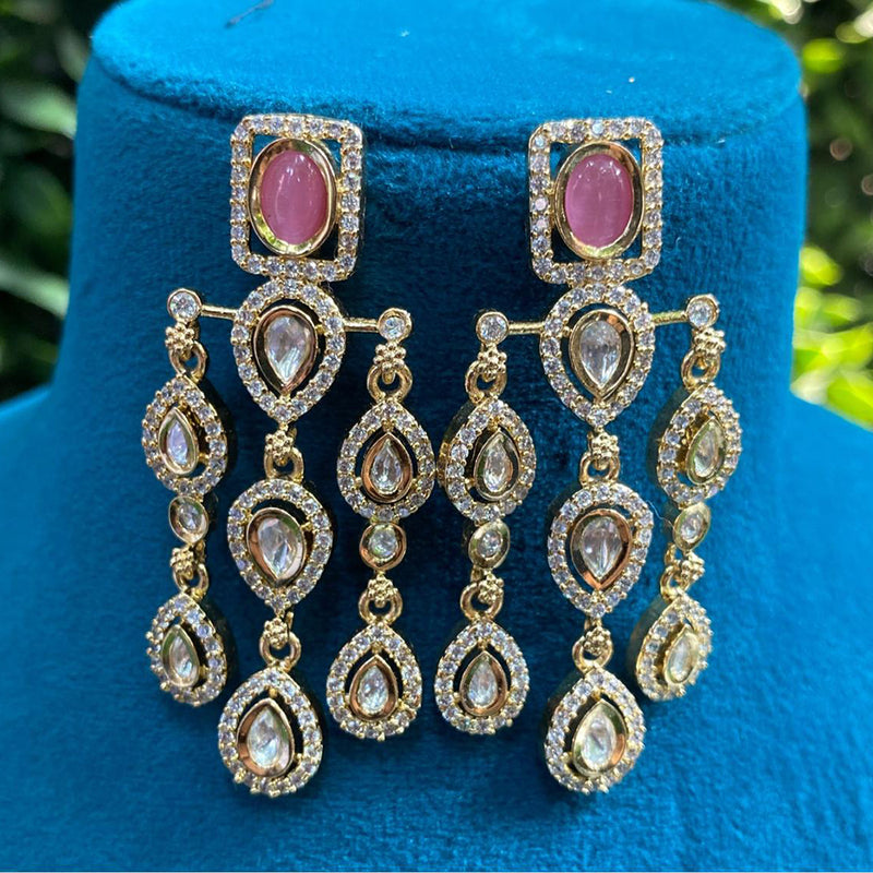 Amoliya Jewels Gold Plated Polki Kundan Dangler Earrings