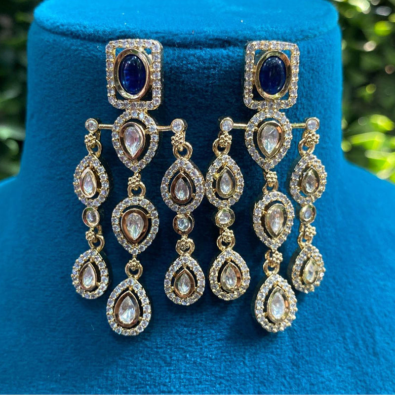 Amoliya Jewels Gold Plated Polki Kundan Dangler Earrings