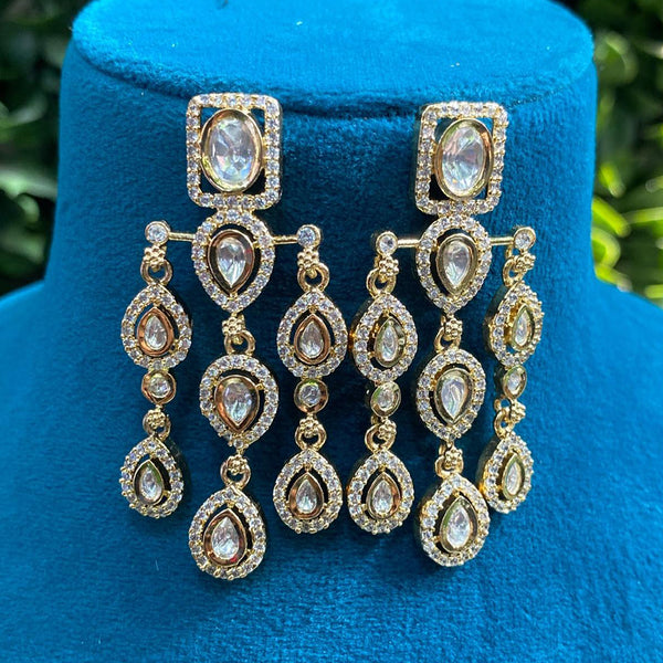 Amoliya Jewels Gold Plated Polki Kundan Dangler Earrings