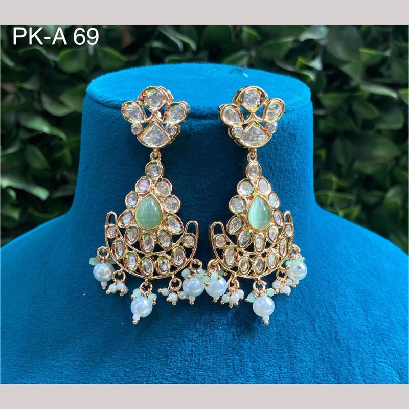 Amoliya Jewels Gold Plated Polki Kundan Stone And Pearls Dangler Earrings