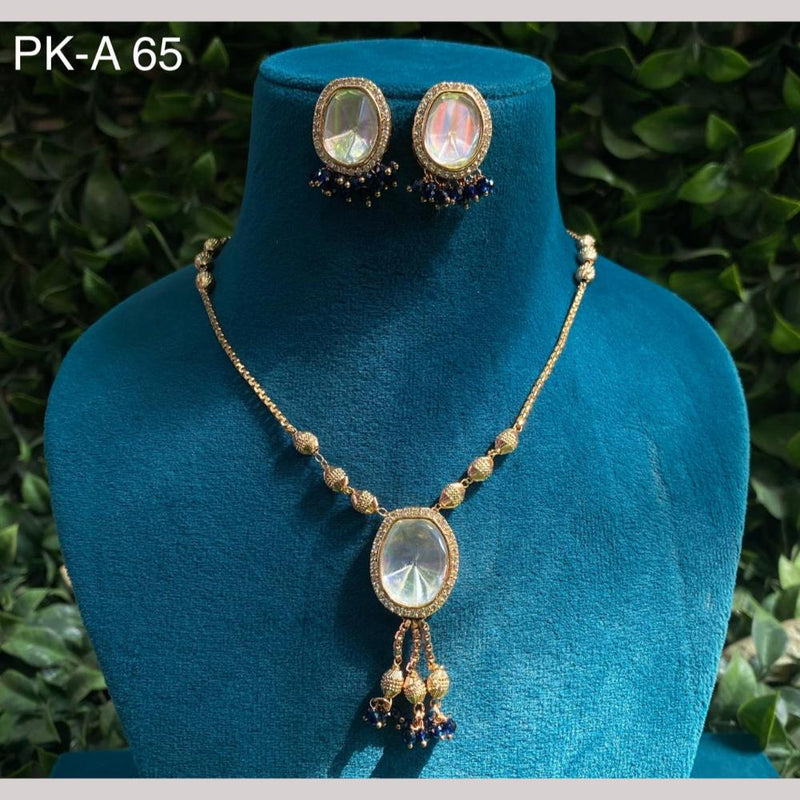 Amoliya Jewels Gold Plated Polki Kundan Stone And Pearls Necklace Set