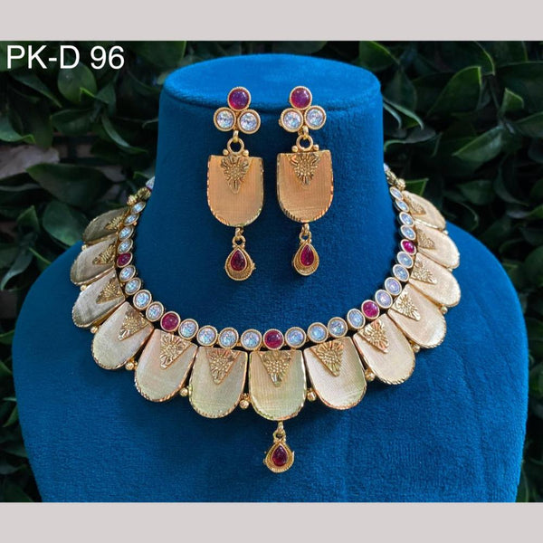 Amoliya Jewels Gold Plated Pota Stone Necklace Set