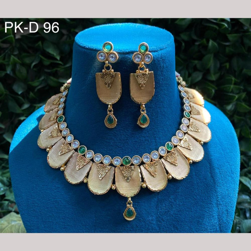 Amoliya Jewels Gold Plated Pota Stone Necklace Set