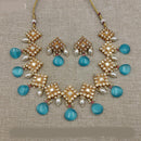 Amoliya Jewels Gold Plated Polki Kundan Stone And Pearls Necklace Set