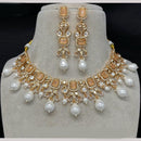 Amoliya Jewels Gold Plated Polki Kundan Stone And Pearls Necklace Set