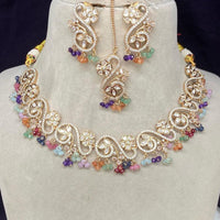 Amoliya Jewels Gold Plated Polki Kundan Stone And Pearls Necklace Set