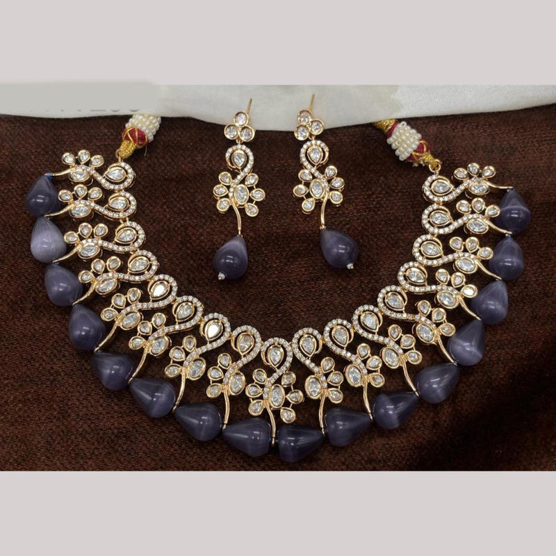 Amoliya Jewels Gold Plated Polki Kundan Stone And Beads Choker Necklace Set