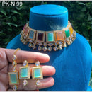 Amoliya Jewels Gold Plated Crystal Stone Choker Necklace Set