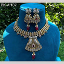 Amoliya Jewels 2 Tone Plated Pota Stone And Pearls Choker Necklace Set