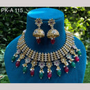 Amoliya Jewels 2 Tone Plated Pota Stone And Pearls Choker Necklace Set
