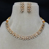 Amoliya Jewels Gold Plated Polki Kundan Stone Necklace Set