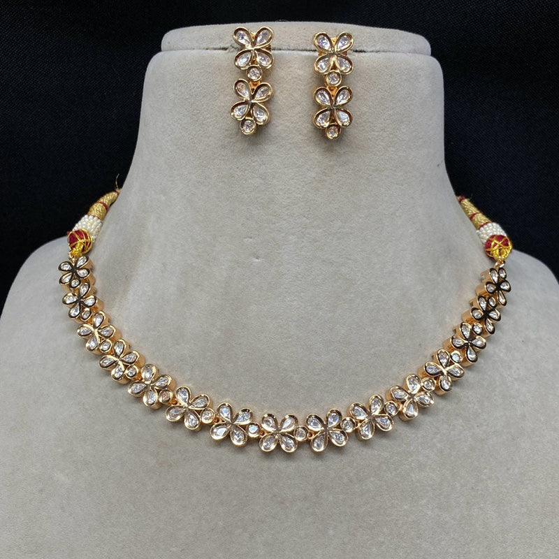 Amoliya Jewels Gold Plated Polki Kundan Stone Necklace Set