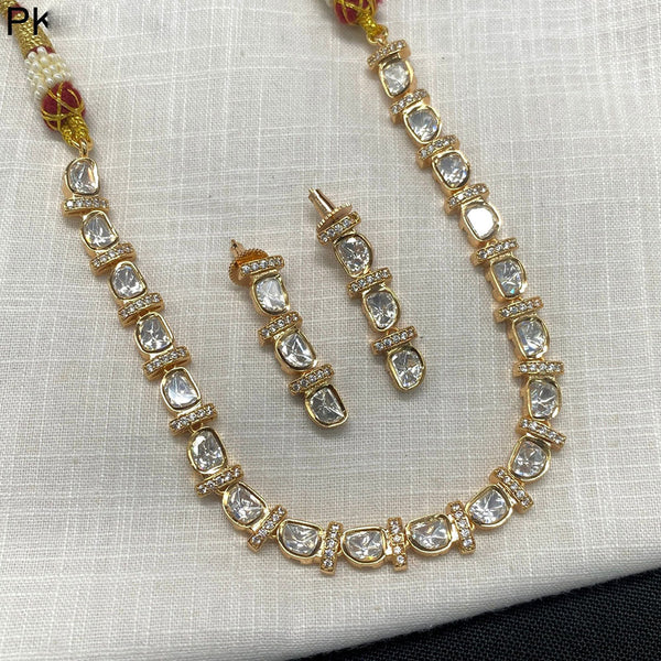 Amoliya Jewels Gold Plated Polki Kundan Stone Necklace Set