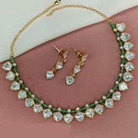 Amoliya Jewels Gold Plated Polki Kundan Stone And Pearls Necklace Set