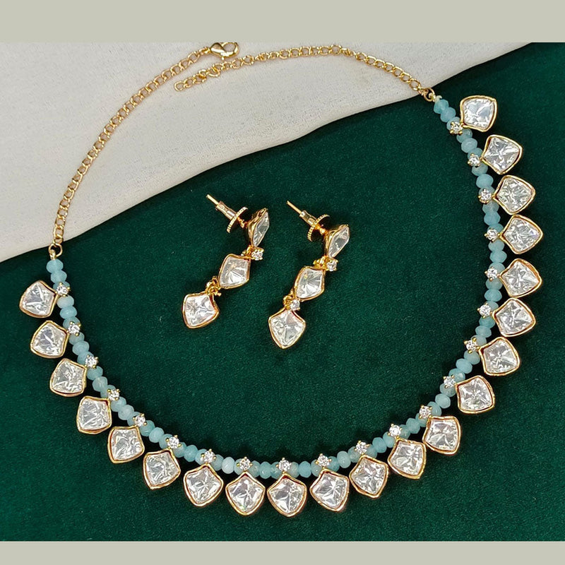 Amoliya Jewels Gold Plated Polki Kundan Stone And Pearls Necklace Set