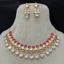 Amoliya Jewels Gold Plated Polki Kundan Stone And Beads Necklace Set