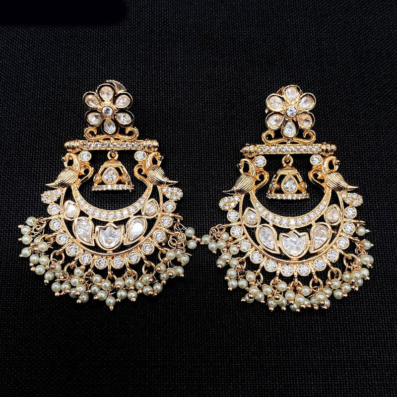 Amoliya Jewels Gold Plated Polki Kundan Stone And Beads Dangler Earrings