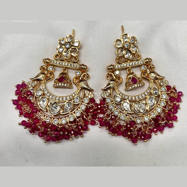 Amoliya Jewels Gold Plated Polki Kundan Stone And Beads Dangler Earrings