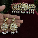 Amoliya Jewels Gold Plated Polki Kundan Stone And Beads Choker Necklace Set