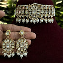 Amoliya Jewels Gold Plated Polki Kundan Stone And Beads Choker Necklace Set