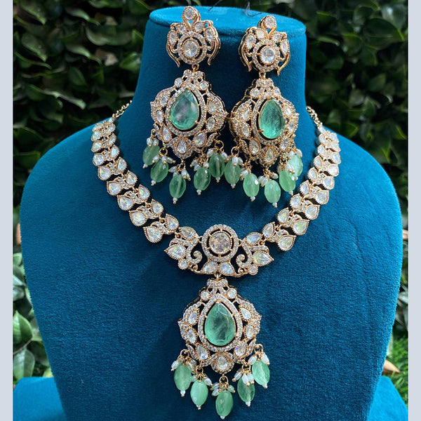 Amoliya Jewels Gold Plated Polki Kundan Stone And Beads Necklace Set