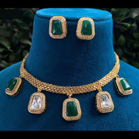 Amoliya Jewels Gold Plated Crystal Stone Necklace Set