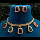 Amoliya Jewels Gold Plated Crystal Stone Necklace Set