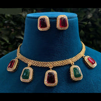 Amoliya Jewels Gold Plated Crystal Stone Necklace Set