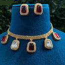 Amoliya Jewels Gold Plated Crystal Stone Necklace Set