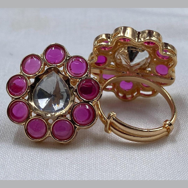 Amoliya Jewels Gold Plated Crystal Stone Rings