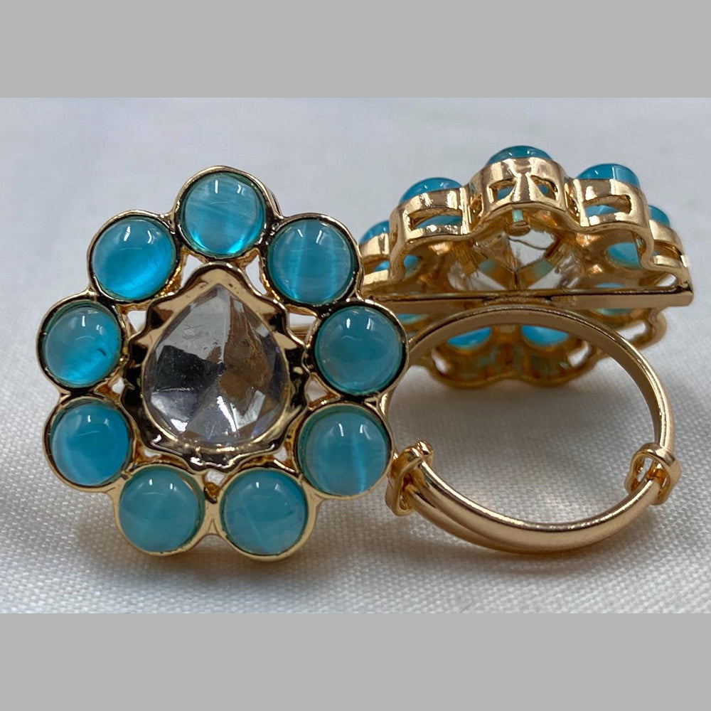 Amoliya Jewels Gold Plated Crystal Stone Rings