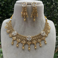 Amoliya Jewels Gold Plated Polki Kundan Stone Necklace Set
