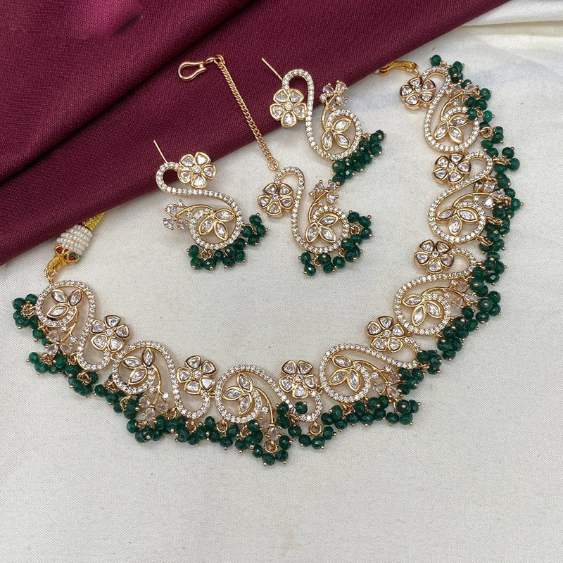 Amoliya Jewels Gold Plated Polki Kundan Stone And Pearls Necklace Set