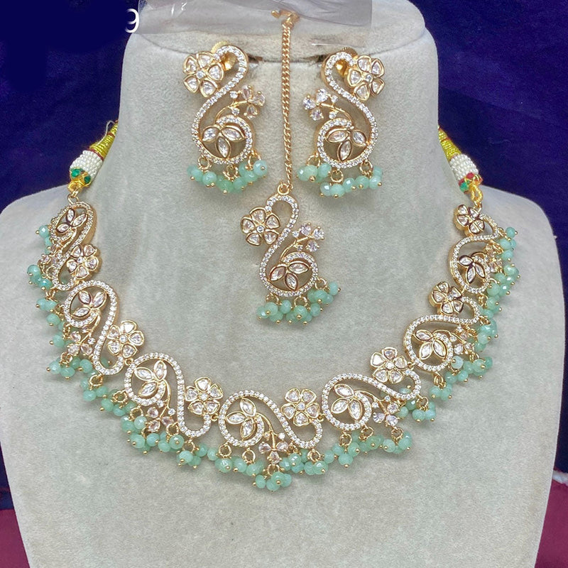 Amoliya Jewels Gold Plated Polki Kundan Stone And Pearls Necklace Set