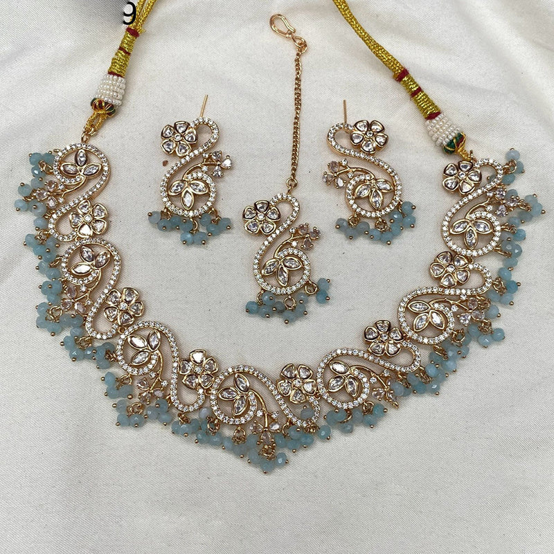 Amoliya Jewels Gold Plated Polki Kundan Stone And Pearls Necklace Set