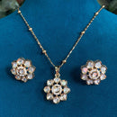 Amoliya Jewels Gold Plated Polki Kundan Stone Chain Pendant Set