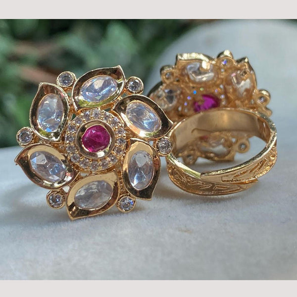 Amoliya Jewels Gold Plated Polki Kundan Stone Rings