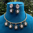 Amoliya Jewels Gold Plated Crystal Stone And Pearls Necklace Set