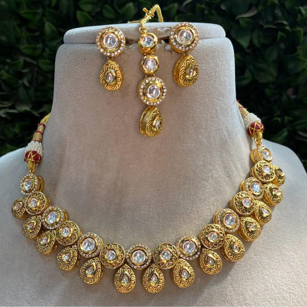 Amoliya Jewels Gold Plated Kundan Stone Necklace Set
