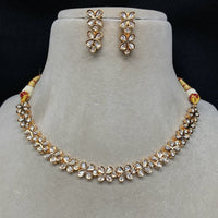 Amoliya Jewels Gold Plated Polki Kundan Stone Necklace Set
