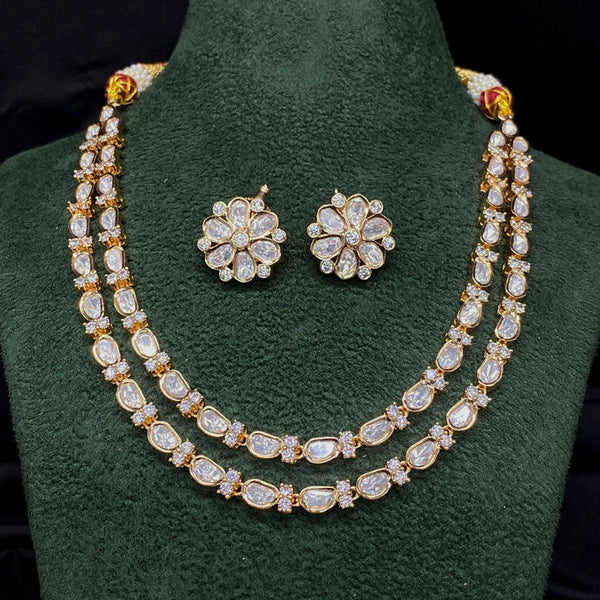 Amoliya Jewels Gold Plated Polki Kundan Stone Necklace Set