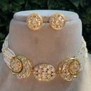 Amoliya Jewels Gold Plated Polki Kundan Stone And Pearls Choker Necklace Set
