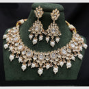 Amoliya Jewels Gold Plated Polki Kundan Stone And Beads Necklace Set