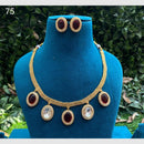 Amoliya Jewels Gold Plated Crystal Stone Necklace Set